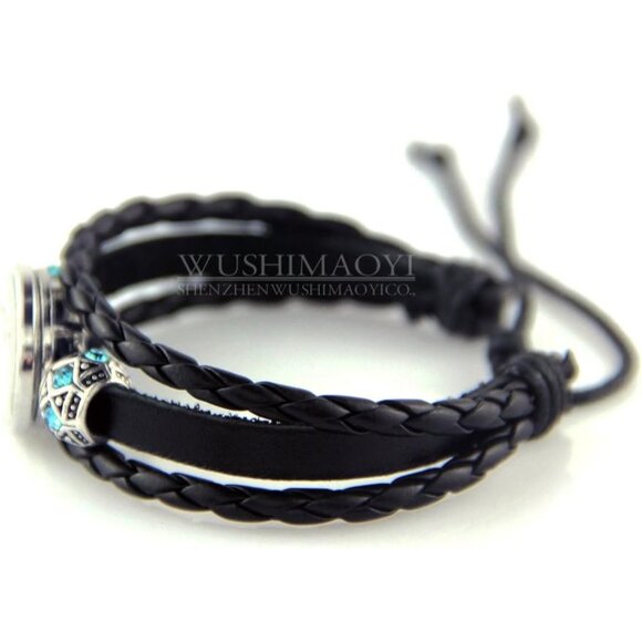 Elegant Adjustable Circling Sharks Bracelet - Customizable Leather Jewelry - Picture 2 of 7